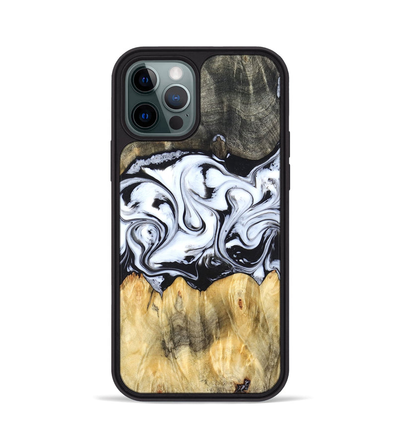 iPhone 12 Pro Wood Phone Case - Darcy (Black & White, 824397)