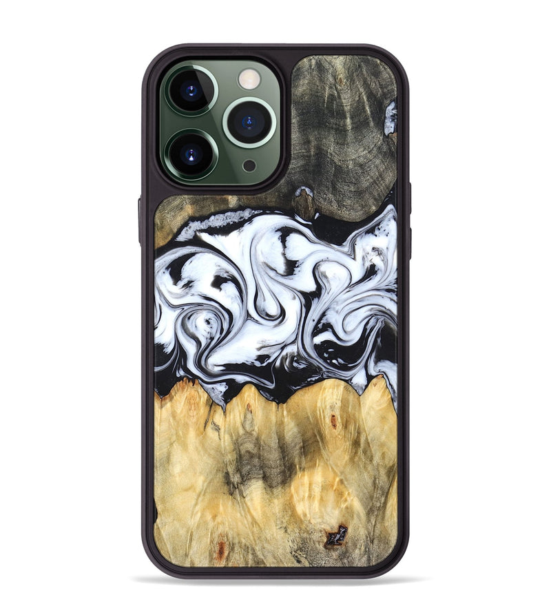iPhone 13 Pro Max Wood Phone Case - Darcy (Black & White, 824397)