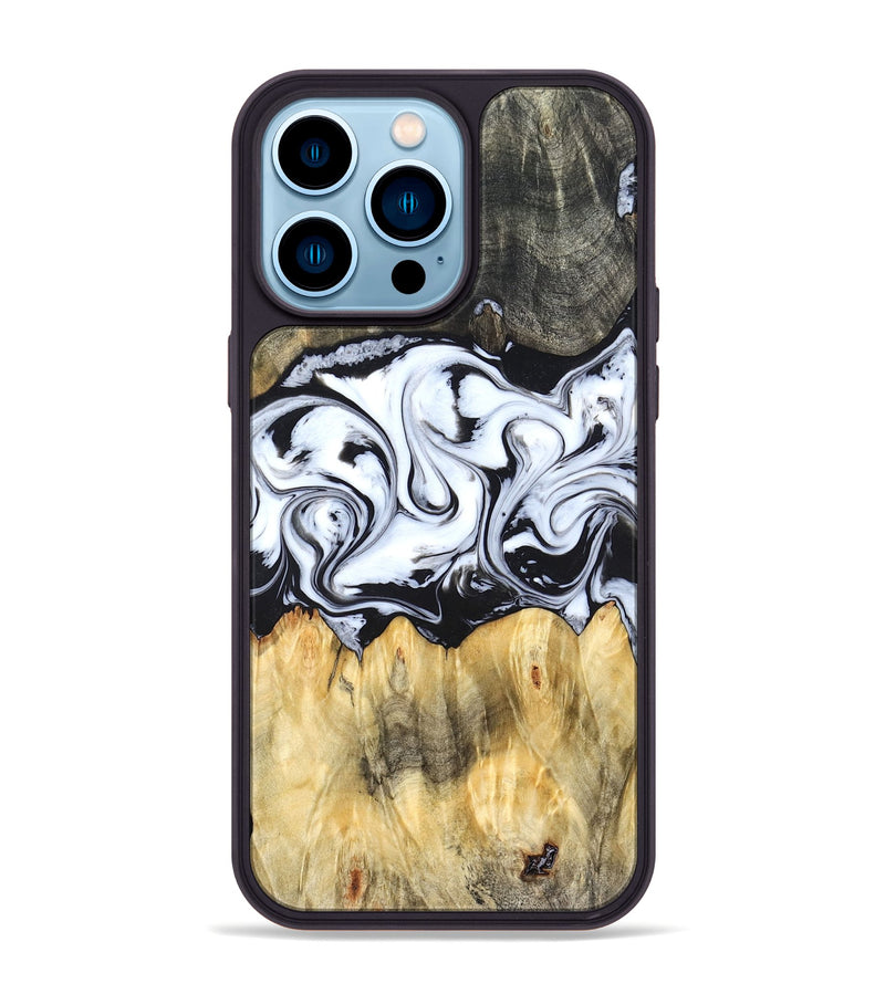 iPhone 14 Pro Max Wood Phone Case - Darcy (Black & White, 824397)