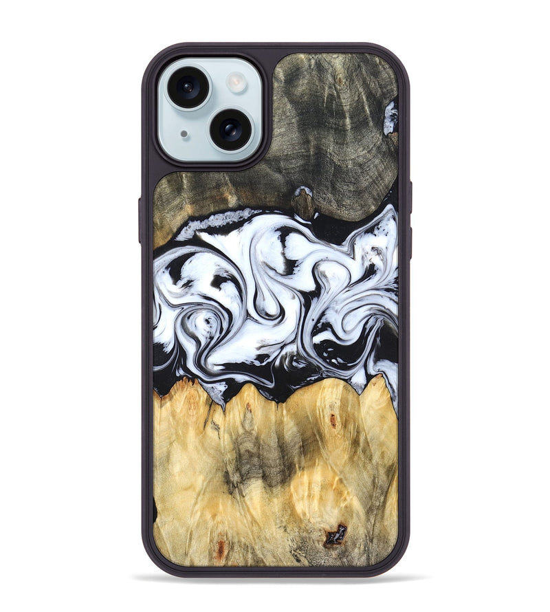 iPhone 15 Plus Wood Phone Case - Darcy (Black & White, 824397)