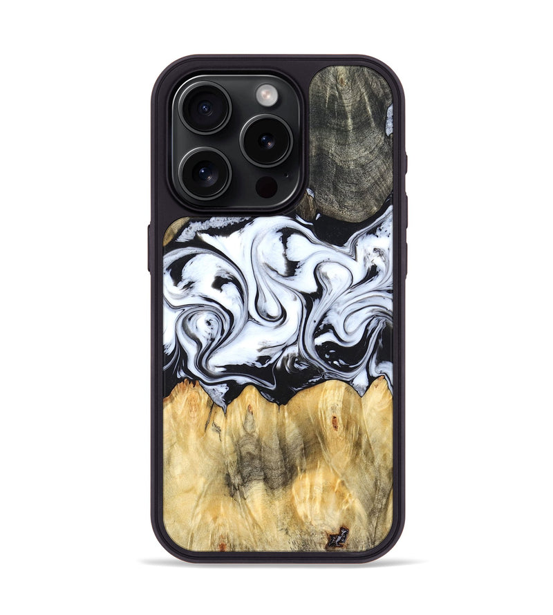 iPhone 15 Pro Wood Phone Case - Darcy (Black & White, 824397)