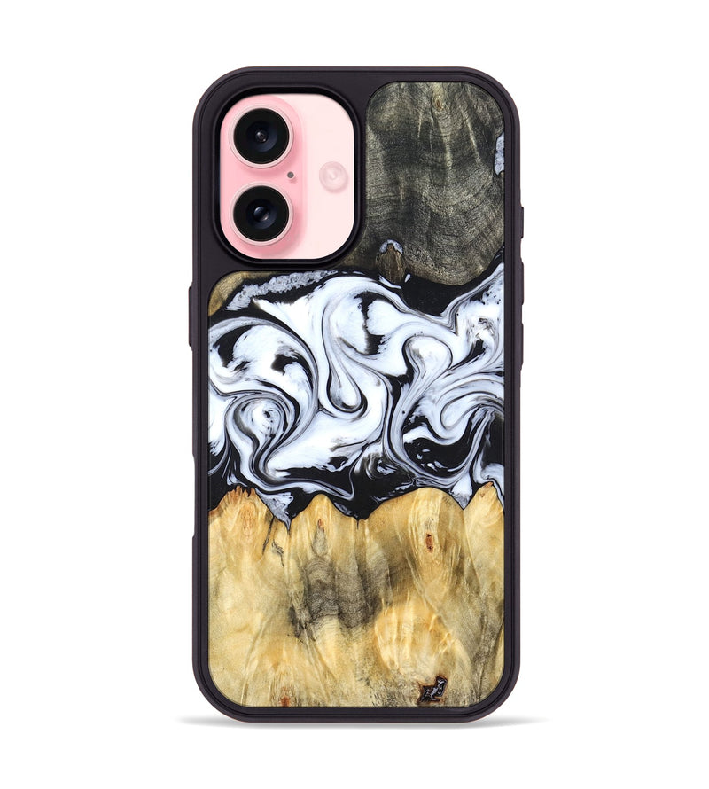 iPhone 16 Wood Phone Case - Darcy (Black & White, 824397)