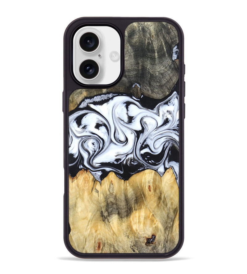 iPhone 16 Plus Wood Phone Case - Darcy (Black & White, 824397)