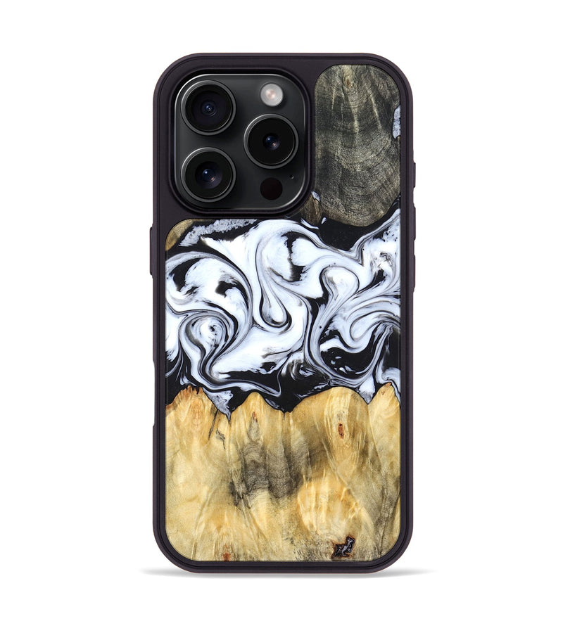 iPhone 16 Pro Wood Phone Case - Darcy (Black & White, 824397)