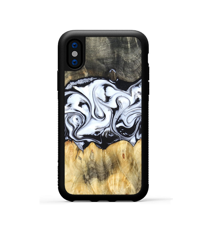 iPhone Xs Wood Phone Case - Darcy (Black & White, 824397)