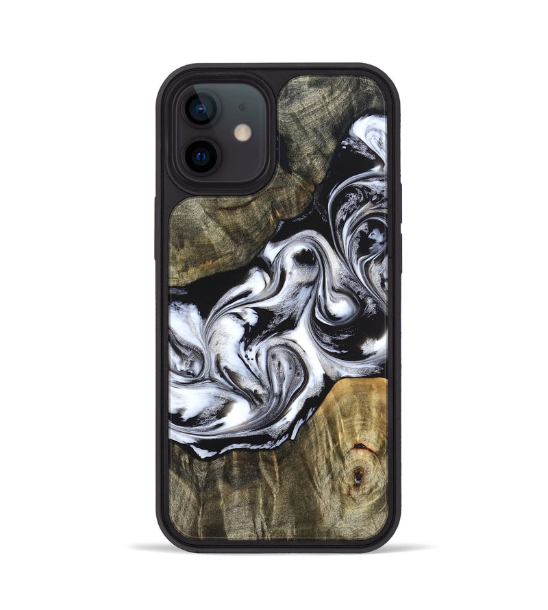 iPhone 12 Wood Phone Case - Brice (Black & White, 824398)