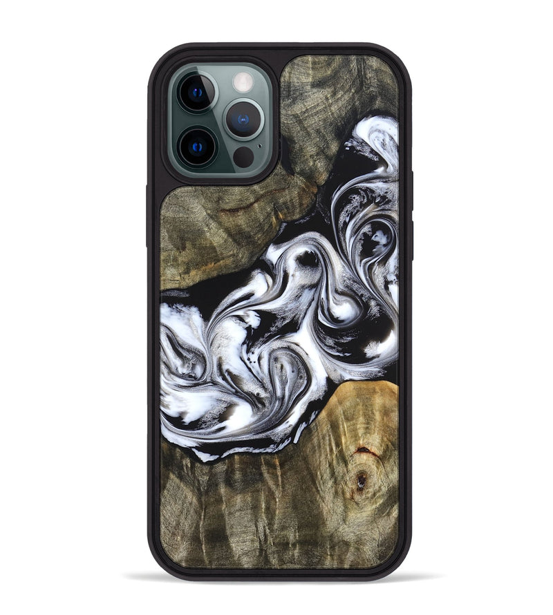 iPhone 12 Pro Max Wood Phone Case - Brice (Black & White, 824398)