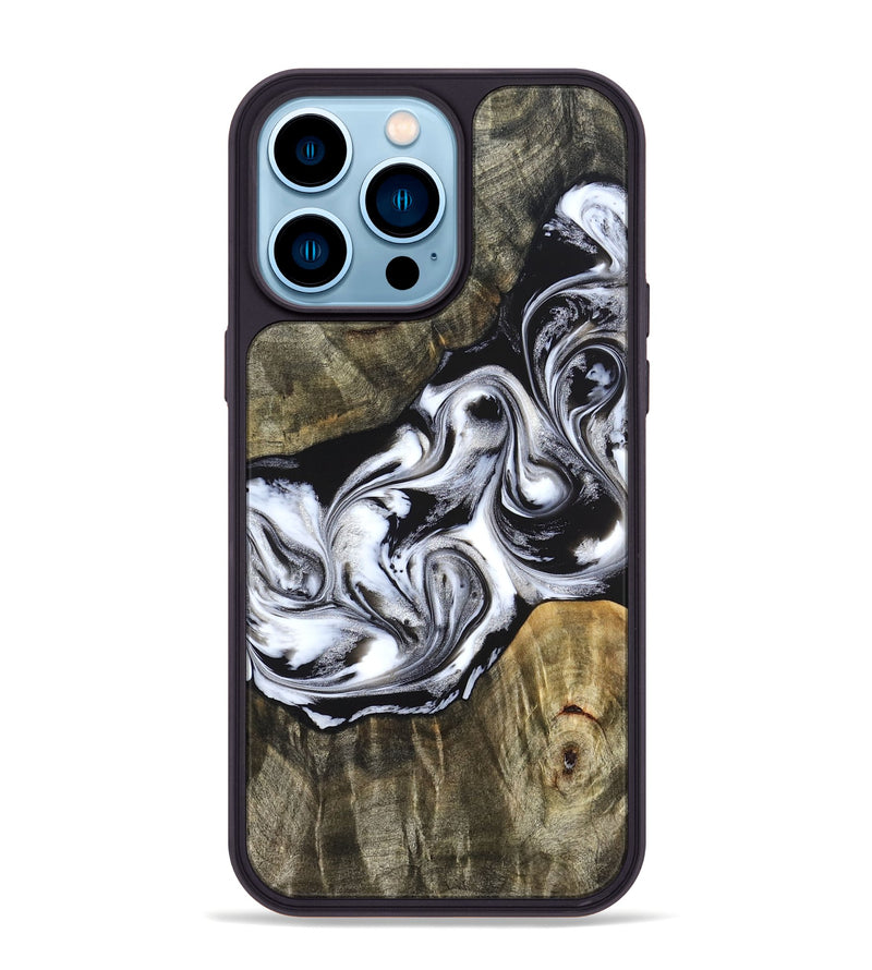 iPhone 14 Pro Max Wood Phone Case - Brice (Black & White, 824398)