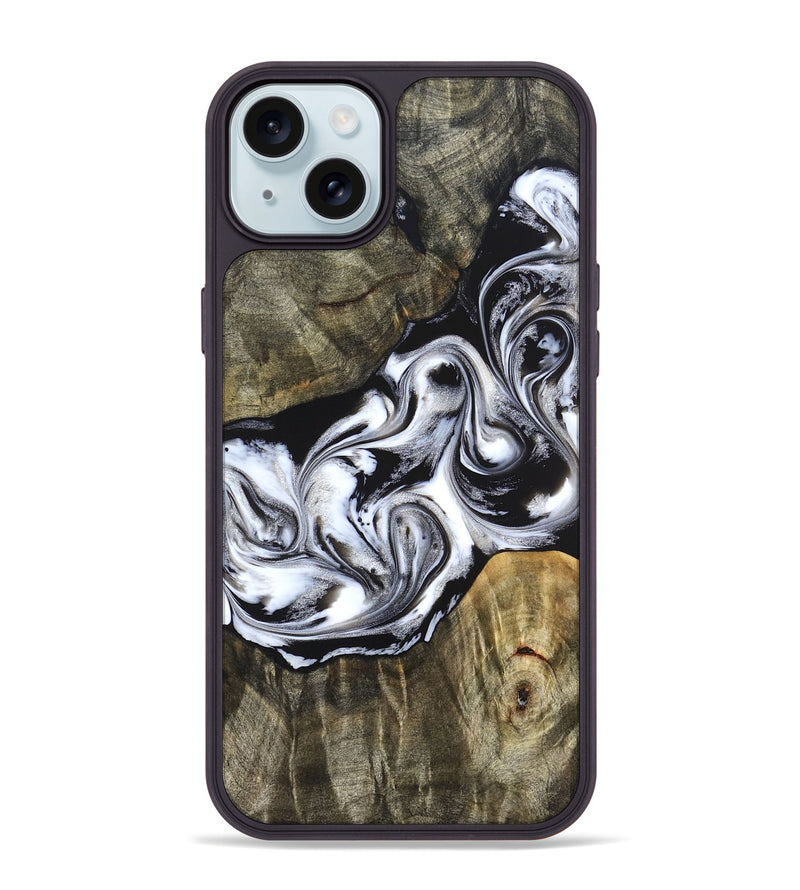 iPhone 15 Plus Wood Phone Case - Brice (Black & White, 824398)