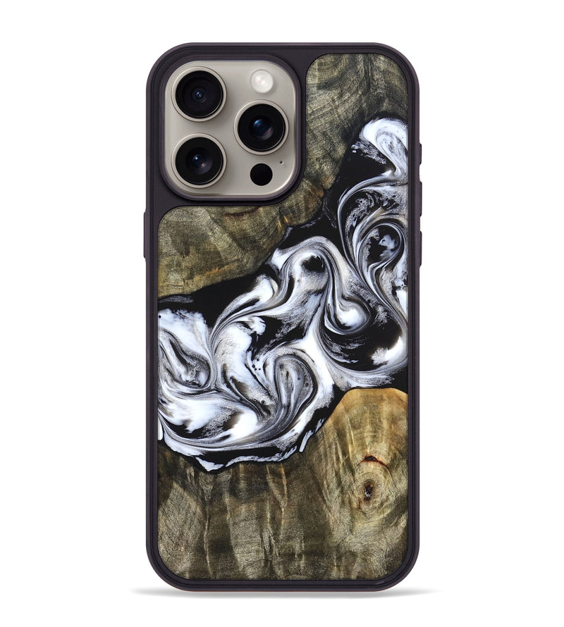 iPhone 15 Pro Max Wood Phone Case - Brice (Black & White, 824398)