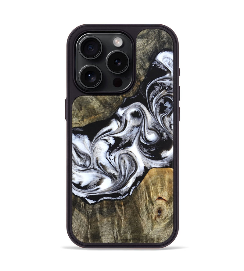iPhone 15 Pro Wood Phone Case - Brice (Black & White, 824398)