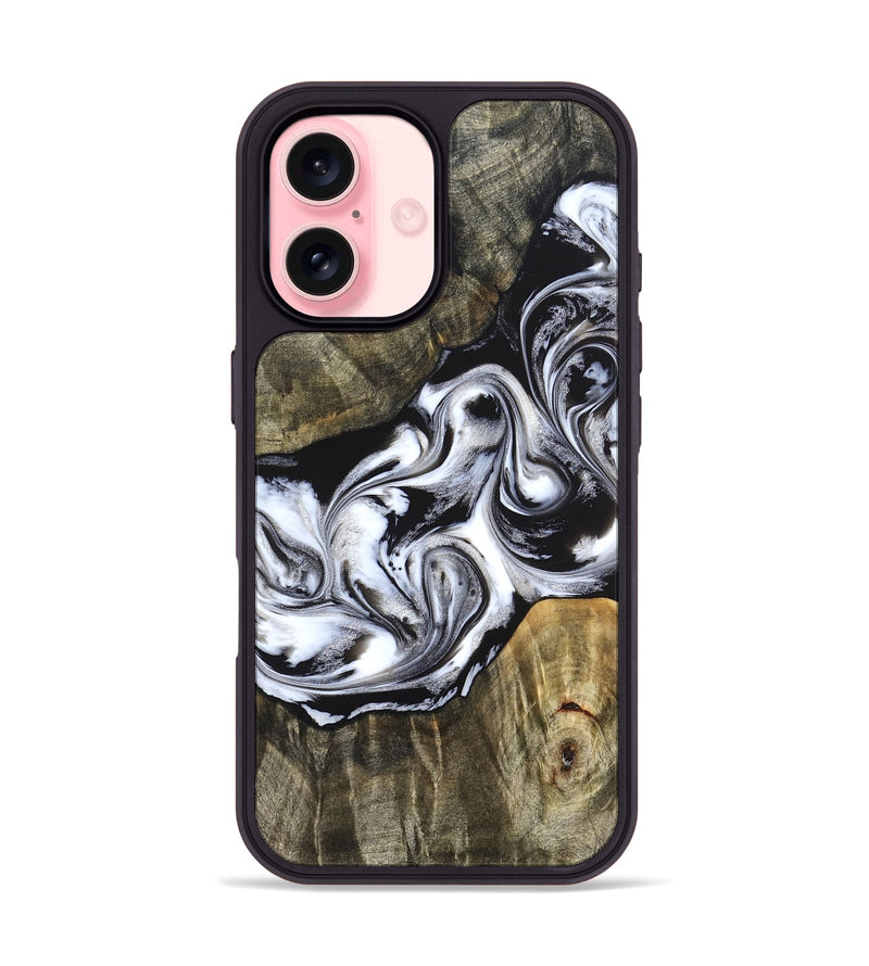iPhone 16 Wood Phone Case - Brice (Black & White, 824398)