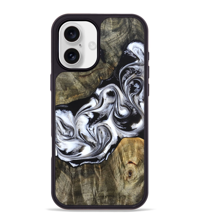 iPhone 16 Plus Wood Phone Case - Brice (Black & White, 824398)