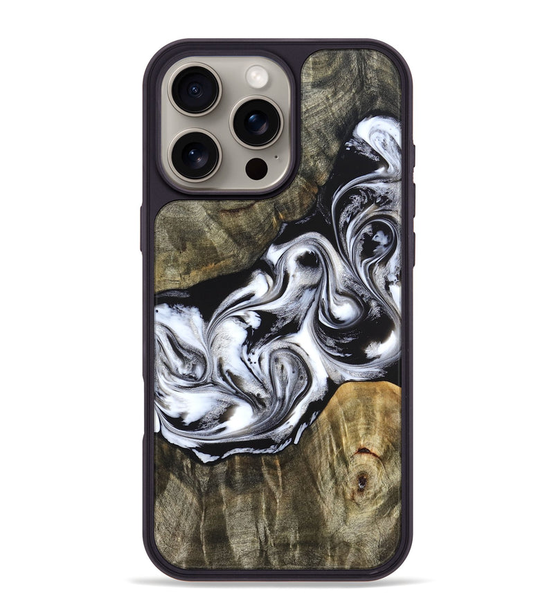 iPhone 16 Pro Max Wood Phone Case - Brice (Black & White, 824398)