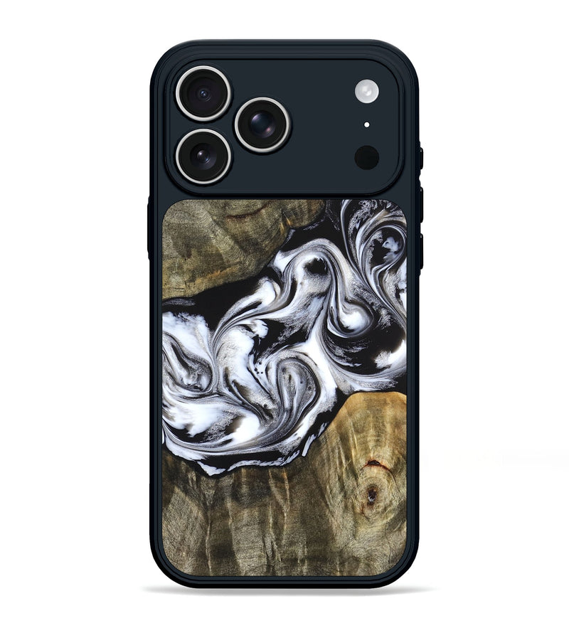 iPhone 17 Pro Max Wood Phone Case - Brice (Black & White, 824398)