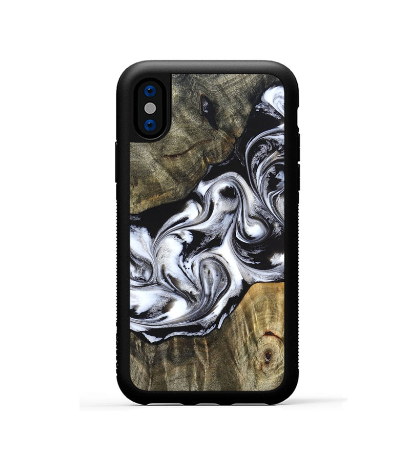 iPhone Xs Wood Phone Case - Brice (Black & White, 824398)