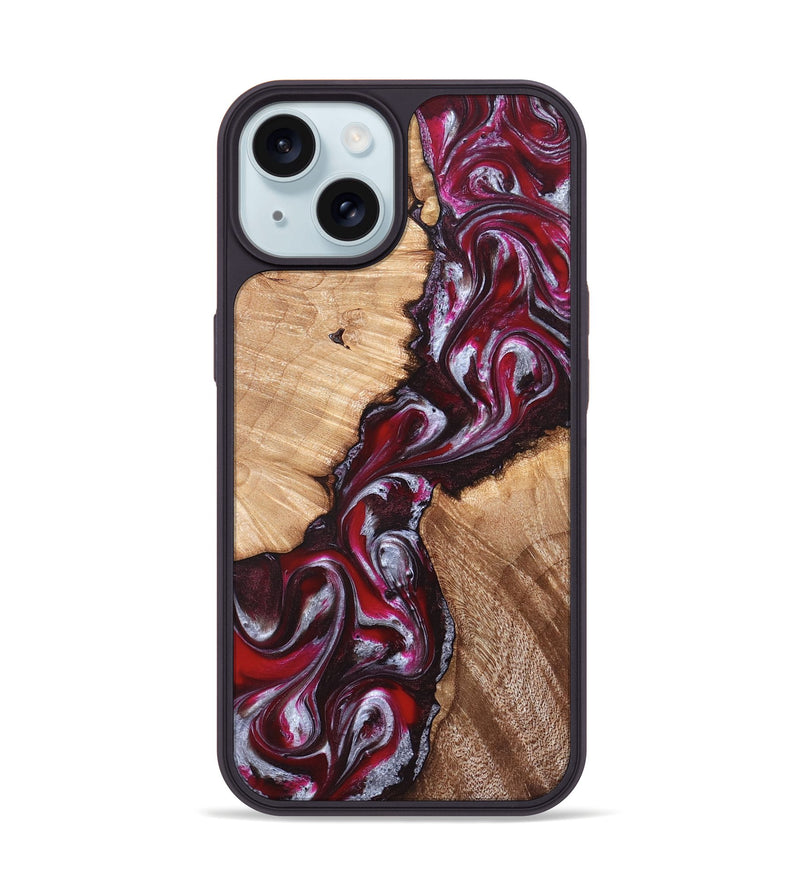 iPhone 15 Wood Phone Case - Houston (Red, 824499)