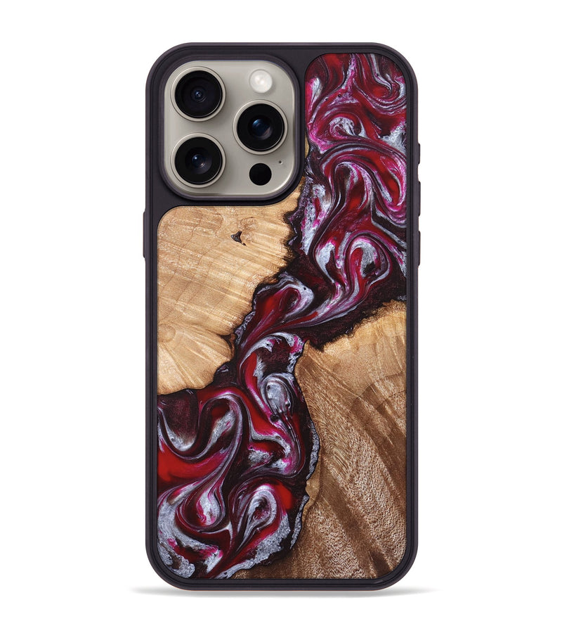 iPhone 15 Pro Max Wood Phone Case - Houston (Red, 824499)