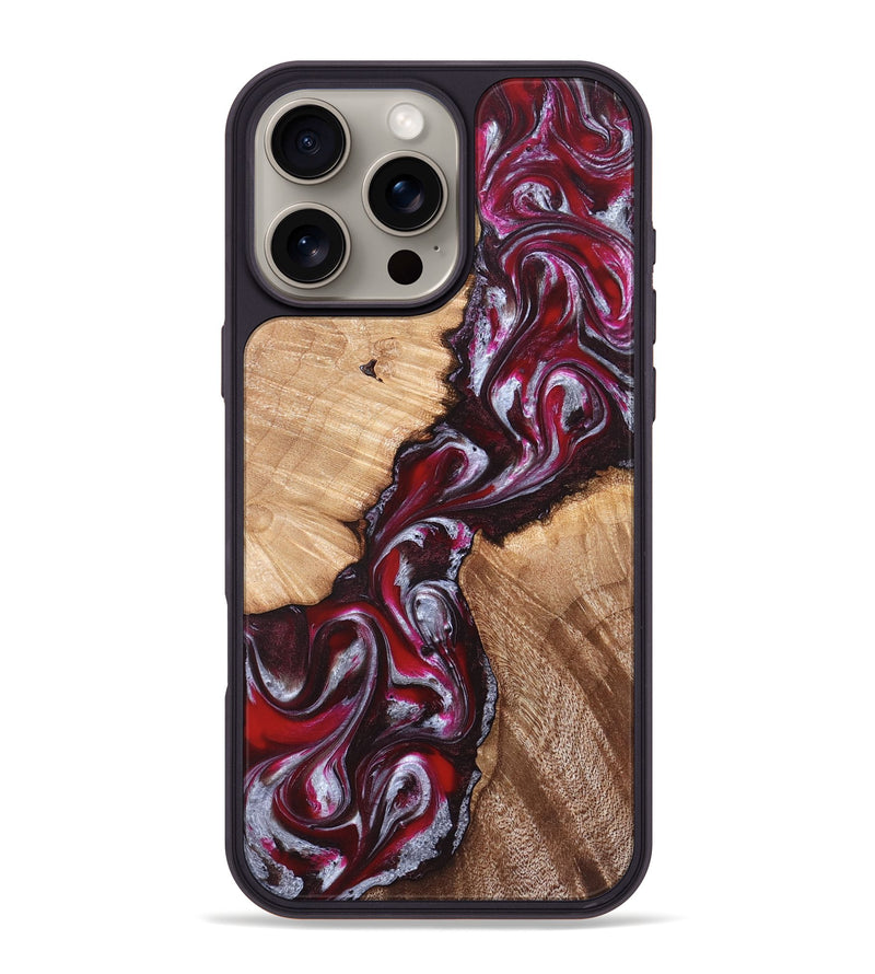 iPhone 16 Pro Max Wood Phone Case - Houston (Red, 824499)