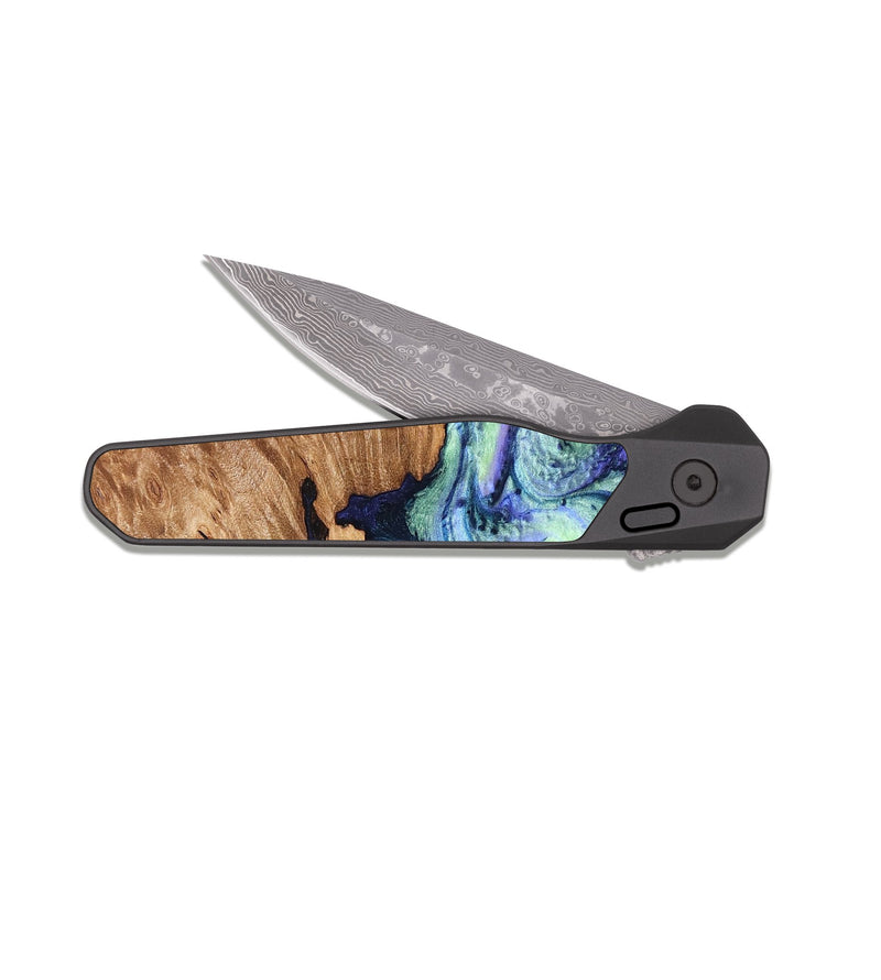 EDC Dark Damascus Wood Pocket Knife - Elda (Purple, 824502)