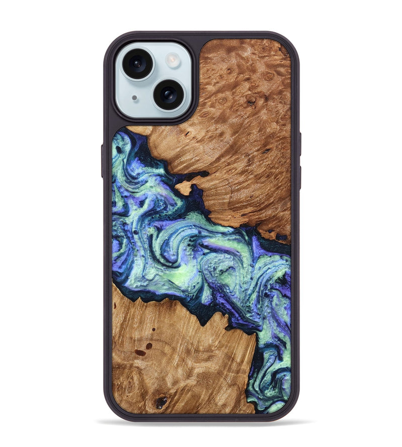 iPhone 15 Plus Wood Phone Case - Elda (Purple, 824502)