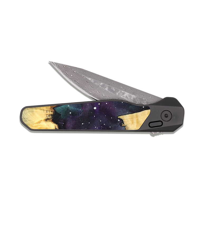 EDC Dark Damascus Wood Pocket Knife - Denisha (Cosmos, 824520)