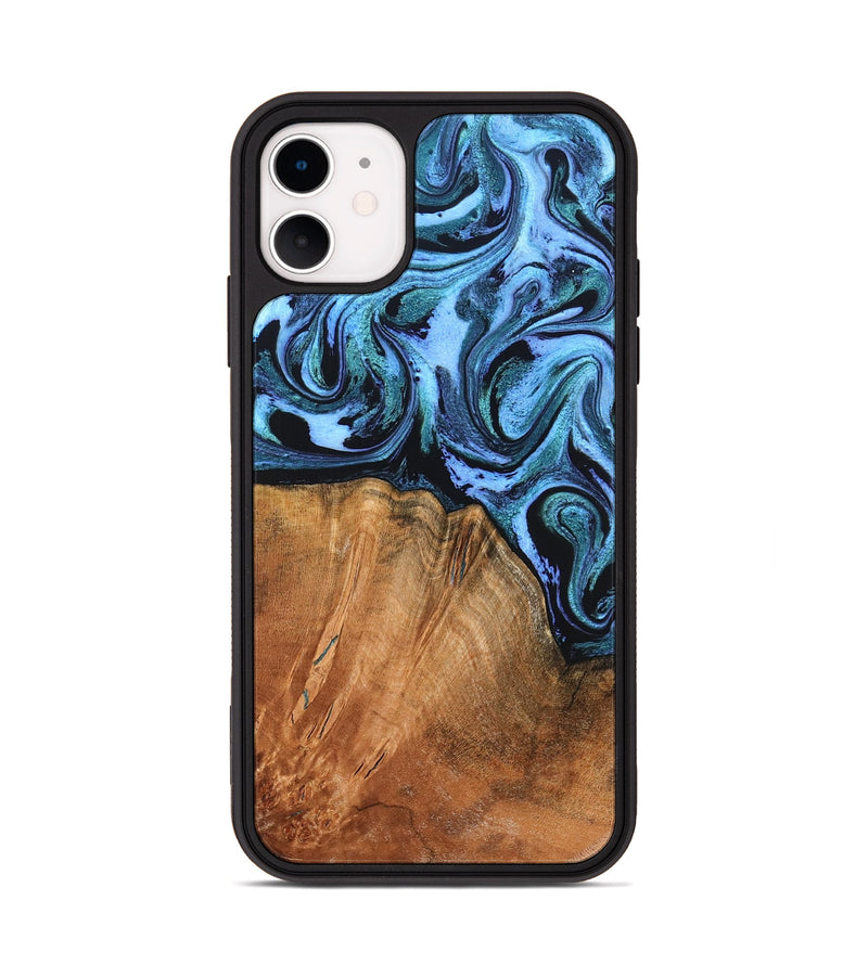 iPhone 11 Wood Phone Case - Davin (Blue, 824525)