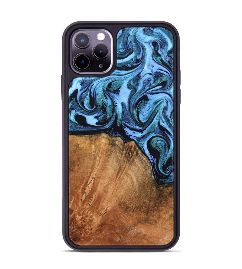 iPhone 11 Pro Max Wood Phone Case - Davin (Blue, 824525)