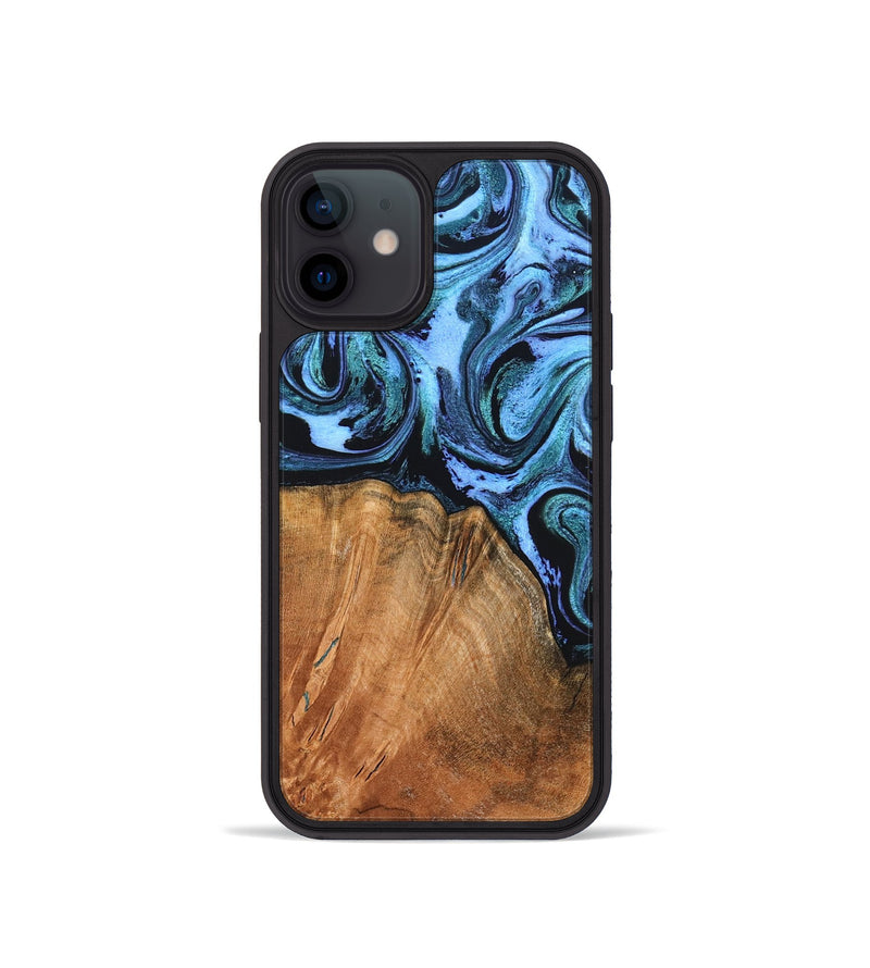 iPhone 12 mini Wood Phone Case - Davin (Blue, 824525)