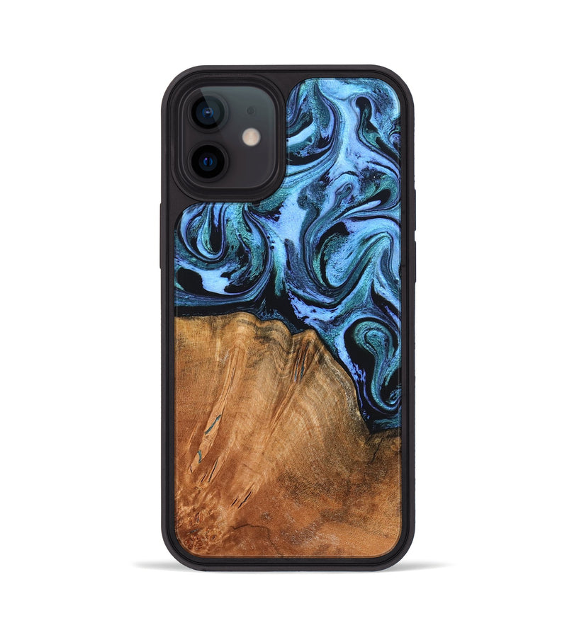 iPhone 12 Wood Phone Case - Davin (Blue, 824525)