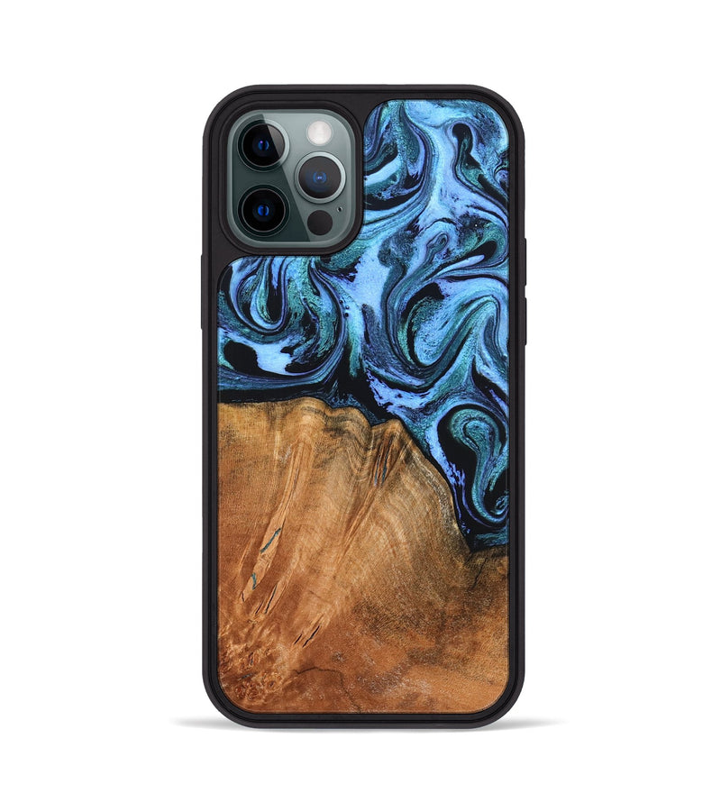 iPhone 12 Pro Wood Phone Case - Davin (Blue, 824525)