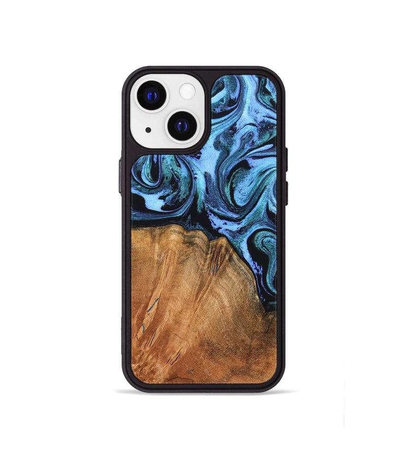 iPhone 13 mini Wood Phone Case - Davin (Blue, 824525)