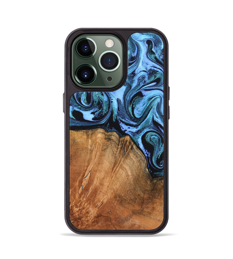 iPhone 13 Pro Wood Phone Case - Davin (Blue, 824525)