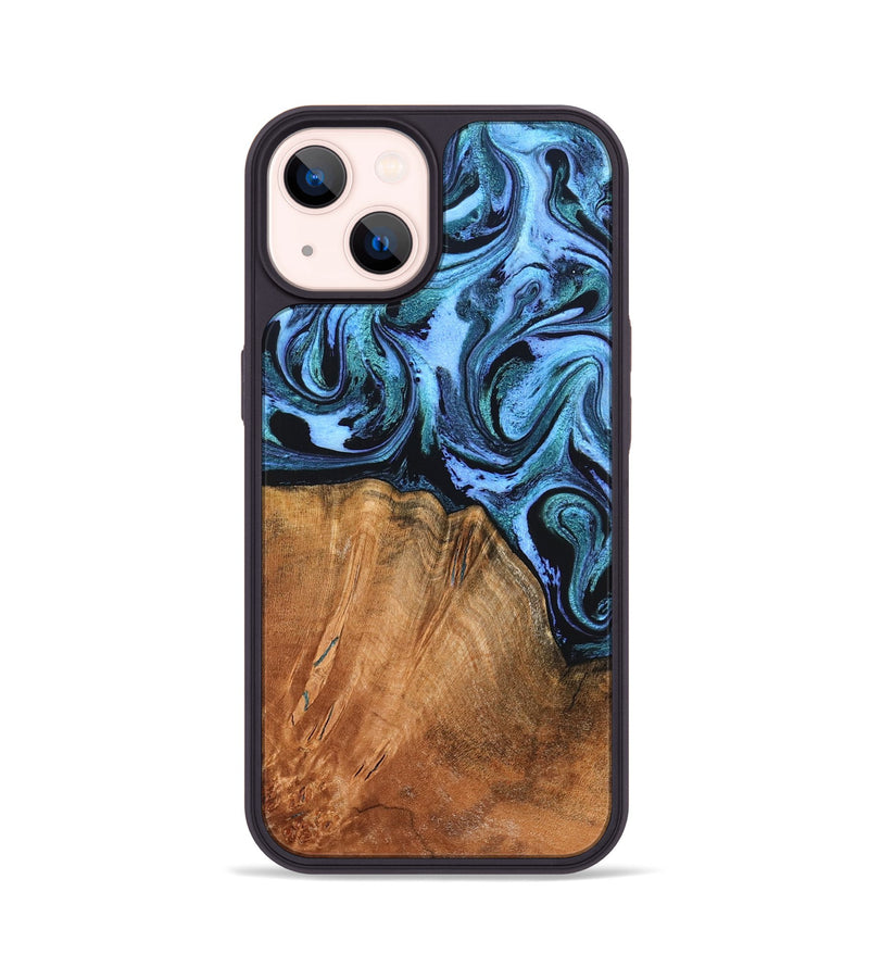 iPhone 14 Wood Phone Case - Davin (Blue, 824525)