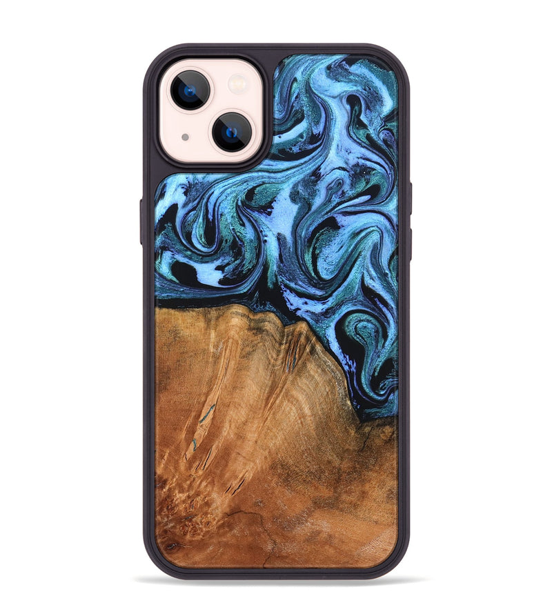 iPhone 14 Plus Wood Phone Case - Davin (Blue, 824525)