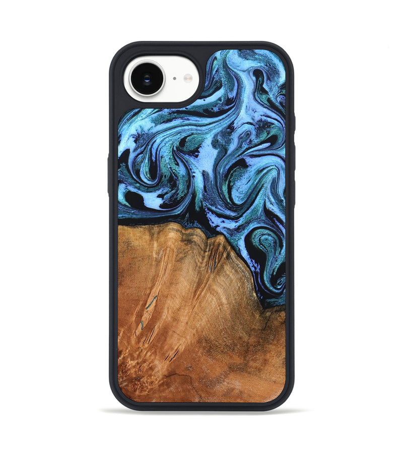 iPhone 16e Wood Phone Case - Davin (Blue, 824525)