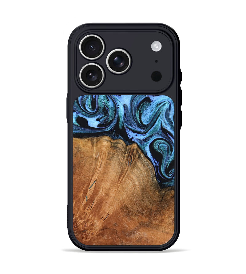 iPhone 17 Pro Wood Phone Case - Davin (Blue, 824525)