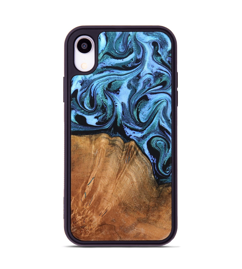 iPhone Xr Wood Phone Case - Davin (Blue, 824525)