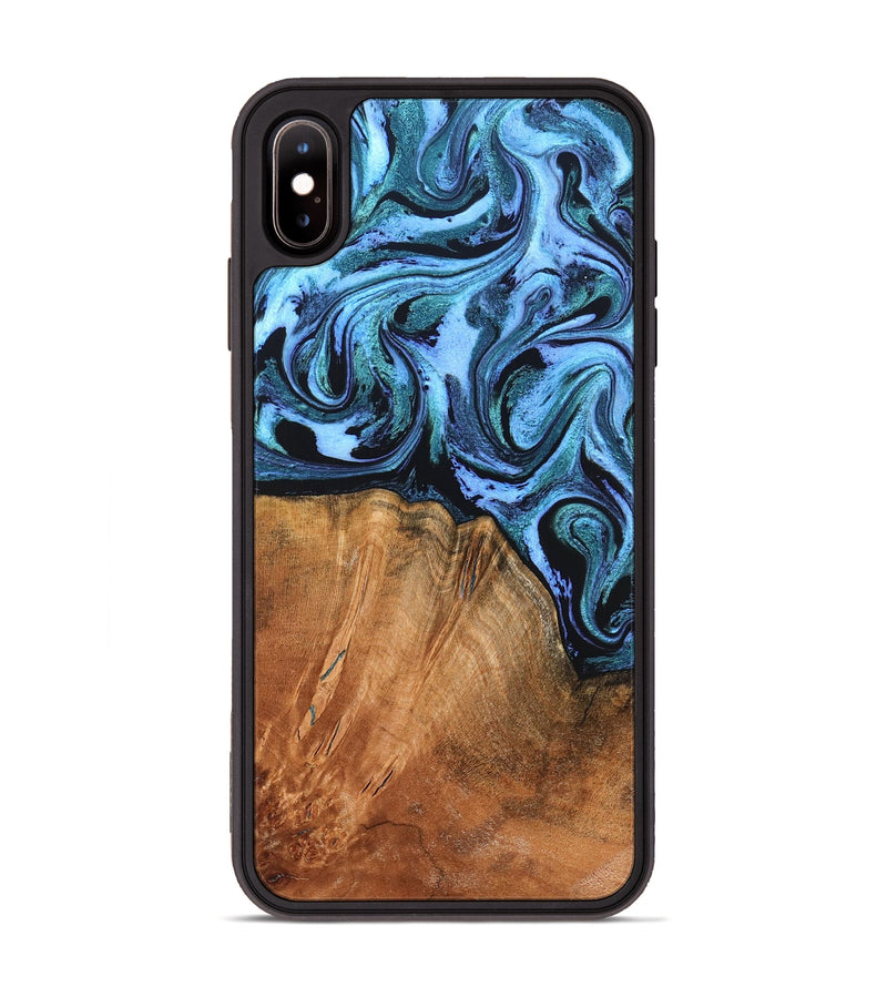 iPhone Xs Max Wood Phone Case - Davin (Blue, 824525)