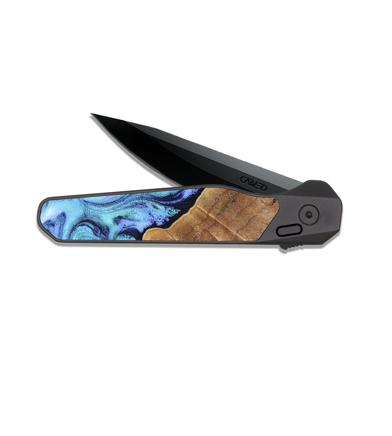 EDC Dark Slate Wood Pocket Knife - Katlin (Blue, 824526)