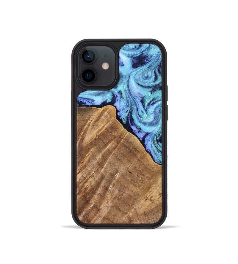 iPhone 12 mini Wood Phone Case - Katlin (Blue, 824526)