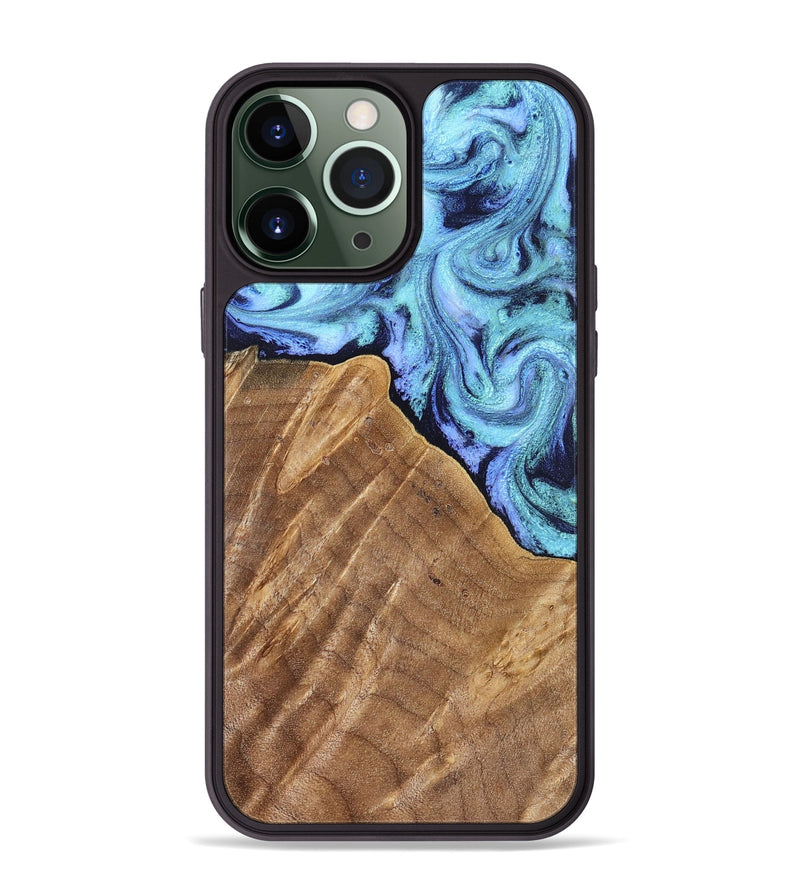 iPhone 13 Pro Max Wood Phone Case - Katlin (Blue, 824526)