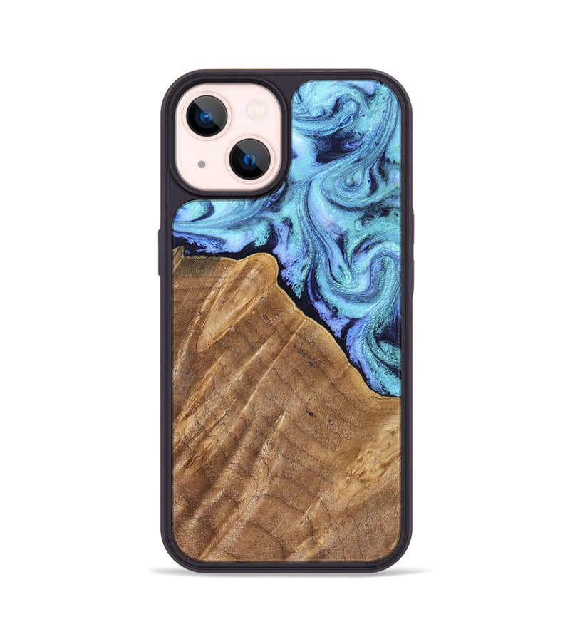iPhone 14 Wood Phone Case - Katlin (Blue, 824526)