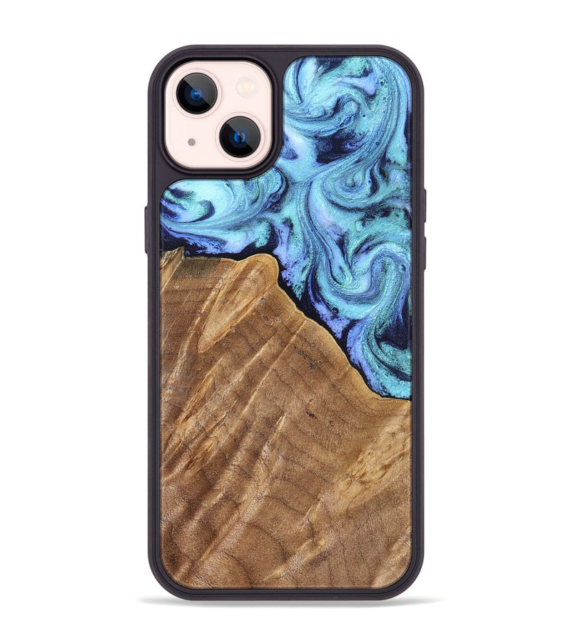 iPhone 14 Plus Wood Phone Case - Katlin (Blue, 824526)