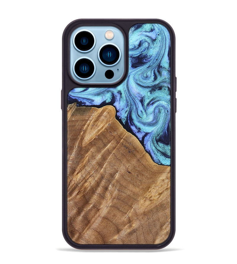 iPhone 14 Pro Max Wood Phone Case - Katlin (Blue, 824526)