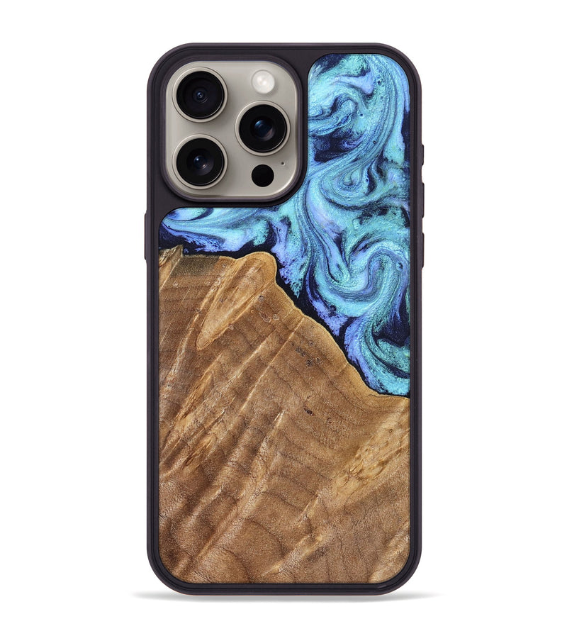 iPhone 15 Pro Max Wood Phone Case - Katlin (Blue, 824526)