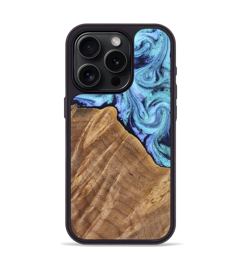 iPhone 15 Pro Wood Phone Case - Katlin (Blue, 824526)