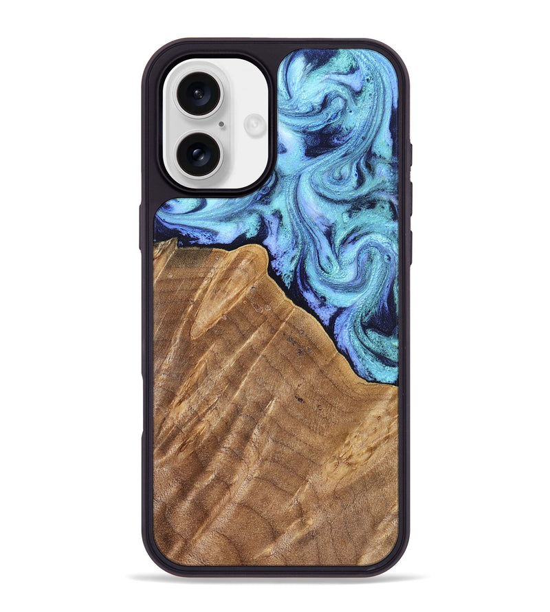 iPhone 16 Plus Wood Phone Case - Katlin (Blue, 824526)