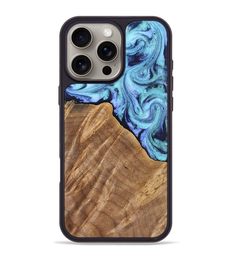 iPhone 16 Pro Max Wood Phone Case - Katlin (Blue, 824526)