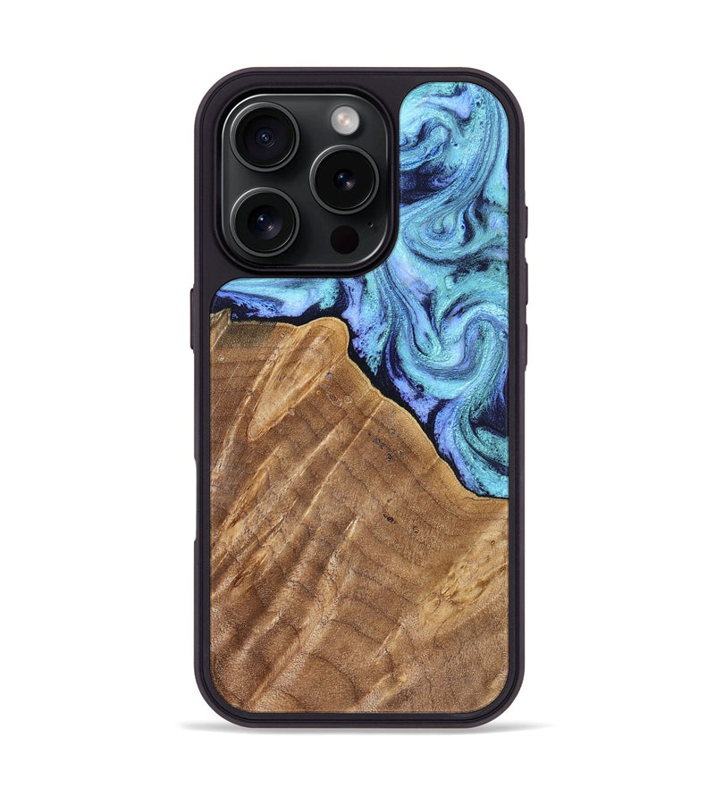 iPhone 16 Pro Wood Phone Case - Katlin (Blue, 824526)